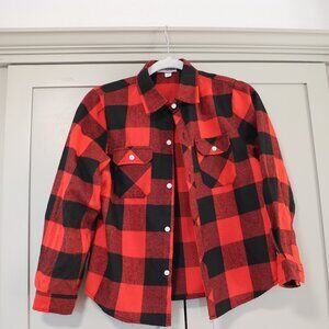 Sangtree Boys Long Sleeve Red/Black Flannel Shirt – Size L (10-11) – Like New
